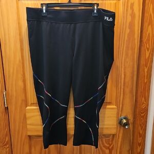 Fila Black Leggings with Multicolor Stripes